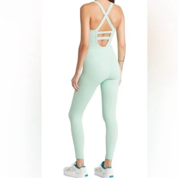 Free People FP Movement Free Throw Jumpsuit Onesie Sage Brush Green Size Medium - Picture 13 of 16